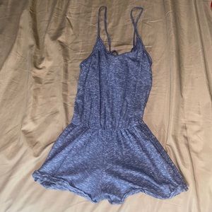 navy and white striped romper